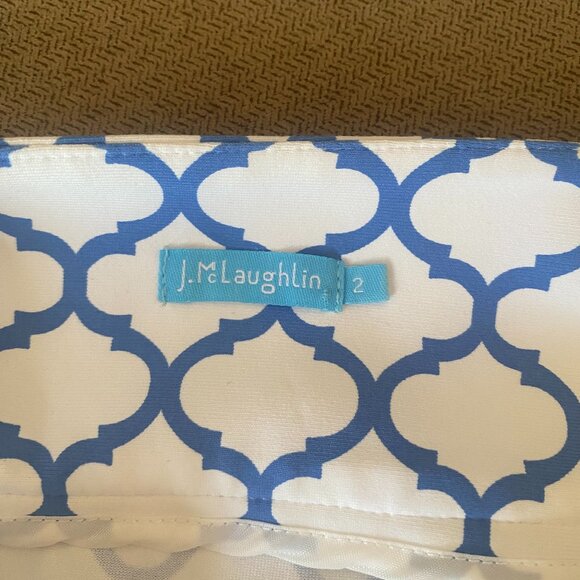 J. McLaughlin Women's White Blue Mosaic Print Skirt Size 2 K10 - Picture 3 of 4